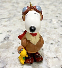 Hallmark Snoopy Red Baron Pilot Flying Ace Woodstock Christmas Ornament Gift picture