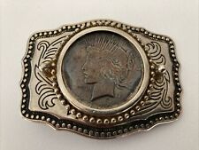 Vintage 1922 Peace Silver Dollar Cowboy Belt Buckle picture