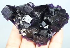 125g Rare Beautiful Dark Purple Cube Fluorite Mineral Specimens/China picture