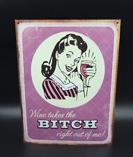 Funny Wine Drinking Aluminum Distressed Sign Women 11.1/2 By 15.3/4 picture