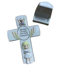 Precious Moments Girl's First Holy Communion Cross w/ Stand Porcelain Figurine picture