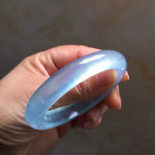58mm Natural Blue Aquamarine Crystal Gemstone Bangle Bracelet Handmade picture