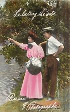Pleasures of Photography Postcard; Selecting the Site, Man & Woman Pointing picture