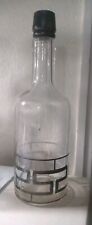 Vintage Hand Blown Clear Glass Bottle Vase with Painted Details picture