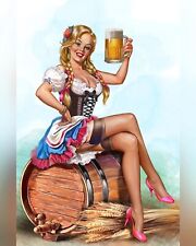 German Bier Girl Beer Haus Garden Octoberfest Bar Pub Metal Sign 8 x 12 Inches picture