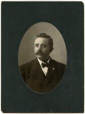 CIRCA 1890'S LARGE ANTIQUE CABINET CARD OF DISTINGUISHED GENTLEMAN W.  MOUSTACHE picture