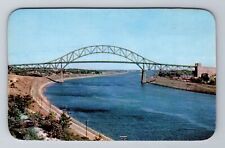 Cape Cod MA-Massachusetts, Cape Cod Canal, Sagamore Bridge, Vintage Postcard picture