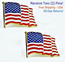 2  High Quality American Waving Flag Lapel Pins Hat Patriotic US U.S. USA U.S.A. picture
