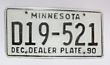 Dec. 1990 Minnesota Base Dealer License Plate D19-521 picture