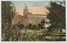 Postcard FL Vinoy Park Hotel From The Gardens St. Petersburg Florida HandColored picture