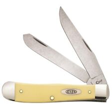 Case xx Trapper Knife Yellow Delrin Handle CS Carbon Steel Pocket Clip 30114 picture