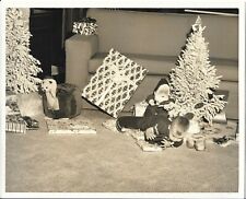 Christmas Photograph 1960s Baby's First Holidays Santa Claus Nostalgic 8x10 E picture