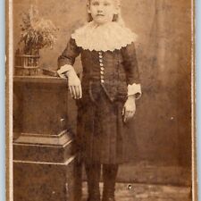 c1870s Cute LIttle Girl Standing CdV Photo Card Antique Unique H17 picture