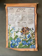 Vintage 1992 Cotton Linen Calendar Floral Birdhouse Design picture