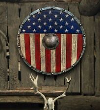 American Flag Patriotic Authentic Distressed Battleworn Viking Shield picture