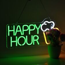 Happy Hour Neon Sign Bar Club Bedroom LED Dimmable Neon Lights Signs for Offi... picture