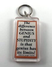 The Difference Between Genius & Stupidity ~ Vintage Key Fob Keychain picture