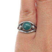 Old Pawn Navajo Sterling Silver Vintage Kingman Turquoise Snake Eye Ring Size 5 picture
