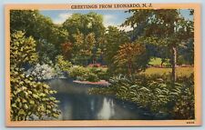Postcard NJ Leonardo Scenic Greetings From Leonard New Jersey Vintage Linen 2H23 picture