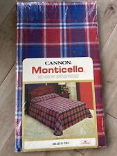 Vintage Plaid Bedspread Full Cannon Monticello Unopened Red Blue Cabin Spare Bed picture