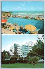 1977 SEA GULL LUXURIOUS KOSHER HOTEL MIAMI BEACH FLORIDA SWIMMING POOL POSTCARD picture