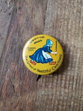 Vintage Clean Up Week The Symbol Of Healthful Cleanliness Pin Back picture