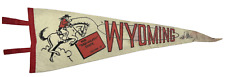 Vintage 1940s 50s Old WYOMING The Equality State Cowboy Rodeo Felt Pennant - 25