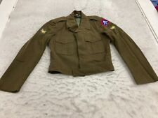 VTG Tri Sportswear Korean Era Army Jacket Man's 36L Wool Green A5 Patches picture