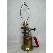 Vintage Clayton and Lambert Upcycled Blow Torch Table Lamp Brass Blowlamp picture