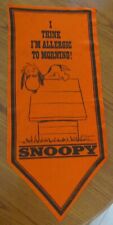 VTG circa 1970 Peanuts Comic~LARGE Felt BANNER~'SNOOPY' Allergic to MORNING~ picture