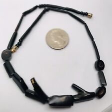 16” VINTAGE ANTIQUE BLACK SEA CORAL NECKLACE HANDMADE JEWELRY picture
