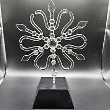 RARE Hans Godo Frabel Studio Hand Sculpted Glass Art Snowflake w/ Stand 1989 picture