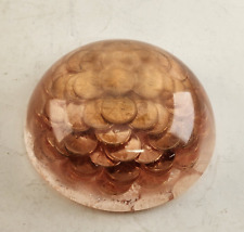 1972 Lucite Penny Paperweight Dome Lincoln Cent Coin Pennies Vintage picture