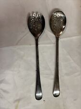 Vintage Set of Silverplate Sheffield England Ornate Serving Fork/Spoon picture