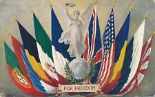 For Freedom World War I Many Flags Patriotic Tuck Postcard picture