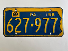 1963 Pennsylvania License Plate Natural Sticker on Dated 1958 base picture