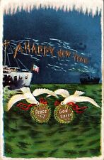 New York Postcard White Doves Carrying Peace God Speed Wreaths to Military Ships picture