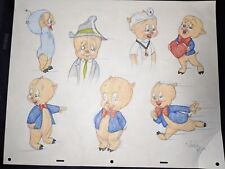 LOONEY TUNES Animation Cel art PORKY PIG chuck Jones VIRGIL ROSS MODEL SHEET  X3 picture