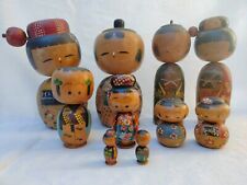 Handcrafted Traditional Japanese Kokeshi Doll Collection Set of 10 pcs picture