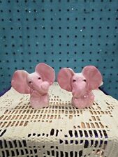 Vtg Mid Century Pink Elephant Salt&Pepper Shaker Set Ceramic Japan Kitsch Retro picture