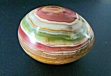 Natural Green/Red/Gold/Cream Banded Highly Polished Onyx Egg-Healing-Stunning picture