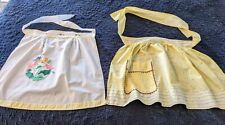 VTG Half Aprons, Set Of Two, White Floral, Yellow  Cottagecore Spring Fabric  picture