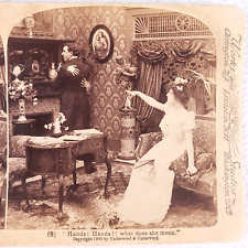 Man Caught Cheating With French Cook Stereoview 1900 Maid Discovered Wife J406 picture