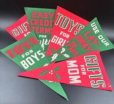 (6) Vintage 1950’s-60 Christmas Department Store Paper Pennants Signs Flags 19