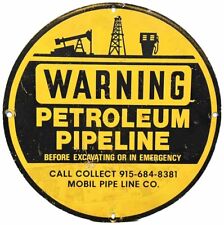VINTAGE MOBIL PIPELINE SIGN GAS STATION MOTOR OIL PUMP PETROLEUM GASOLINE DIG picture