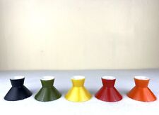 Vintage MCM Taper Candle Holders Red, Olive, Yellow, Orange, Black 2
