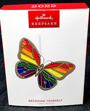 Hallmark 2022 Becoming Yourself Metal Ornament Rainbow Butterfly Pride picture