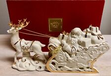 Lenox For The Holidays Porcelain Santa With Sleigh and Reindeer 24k Trim NIB picture