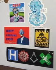 GREAT RESET Stickers Lot of 5 Bill Gates Dr Fauci Klaus Schwab Build back better picture