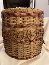 Vintage HandCrafted Signed  Woven Basket. Dated 1990. Beautifully Woven Hearts. picture